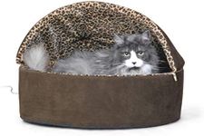 K&H Pet Products Thermo-Kitty Bed Deluxe Indoor Heated Cat Bed Mocha/Leopard Large 20 Inches