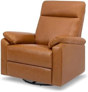 DaVinci Suzy Glider Recliner Nursery Chair - Glider Rocking Chair for Nursery and Living Room - GREENGUARD Gold, FSC & Certi-PUR US Certified - 360° Swivel Rocker Recliner Chair (Vegan Tan Leather)