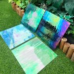 LITMIND 4 Sheets 12” x 12” Iridescent Stained Glass Variety Pack, Perfect for Stunning Crafts, Projects, and Mosaic Artistry (Blue & Green/Opaque)