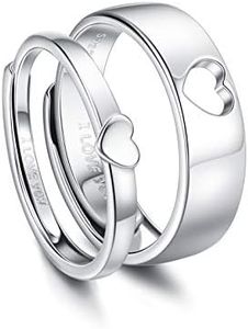 CASSIECA Anillos de Compromiso, Plata Esterlina 925, I Love You, Anillos Ajustables de Promesa, para Boda o Aniversario, Regalo de Joyería para Hombres y Mujeres