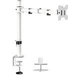 WALI Monitor Arm Mount for Desk, Single Computer Desk Mount, Monitor Bracket Mount Stand Single, up to 32 inch, 22 lbs (M001-W), White