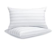 LAVANCE Pillows King Size Set of 2 Hotel Collection Pillows 3D Down Alternative Fiber Filling Bed Pillow for Back, Stomach or Side Sleepers-1.2" White Striped, 20"x36"