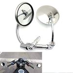 Universal Motorbike Side Mirror Chrome Round Rearview Mirrors Bar End Mirrors for Motorcycle Chopper Scooter Cafe Racer