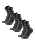 DANISH ENDURANCE 3-Pack Hiking Socks in Light Merino Wool, Cushioned, Breathable, for Men, Women & Kids, Grey, Medium