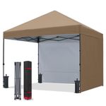 COOSHADE Pop Up Canopy Tent 10x10 with 2 Sidewalls, Outdoor Shade Instant Canopy Tents(Khaki)