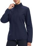 fit space Women's Softshell Jacket, Fleece Lined Warm Lightweight Windbreaker, Insulated Shell for Hiking Outdoors, Navy X-Large