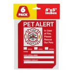 Pet Alert Safety Fire Rescue Sticker - 5"x 4" (6 Pack) - Save Our Pets Emergency Pet Inside Decal - In Case of Emergency Danger Pet In House Home Window Door Sign - Protect Beloved Dogs Cats Birds