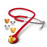 SCIAN Stethoscope - 5 Interchangeable Cartoon Heads, Professional Stethoscope for Doctors, Nurses, Clinicians and Home Use with Mulpiple Colors (Red)