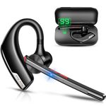 New bee Bluetooth Headset V5.2, Bluetooth Earpiece Handsfree with Dual ENC Mic Mute, Single Headset Wireless Earpiece 24 Hrs Talk 180 Days Standby for Driving/Business/Office with Android iOS Laptop