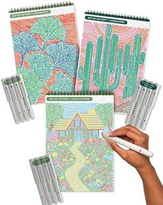 Lifelines FlowArt Activity Pads, 3-Pack - Guided Dot by Letter Art Meditations with Markers - 12 Double-Sided Markers & 60 Scenes - Color by Number Coloring Books for Tweens, Adults & Seniors