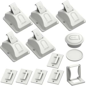 4pcs Magnetic Baby Cabinet Locks for Child Safety with 1 Key, 3M Adhesive Baby Proofing Cabinets & Drawers Latches Child Safety Magnet Cabinet Lock for Cupboard and Pantry Door.