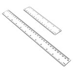 Plastic Ruler 2 Pack 12 Inch and 6 inch Clear Straight Ruler with inches and Metric Measuring Tool for Student School Office