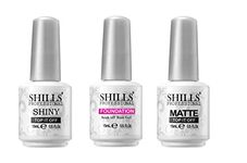 SHILLS PROFESSIONAL UV Led Soak Off Top Coat & Base Coat & Matte Coat Gel Polish Clear Glossy Finish 45 Ml