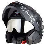 Steelbird SBA-7 Mahadev ISI Certified Flip-Up Helmet for Men and Women with Sun Shield (Matt Black White, Medium 580 MM)