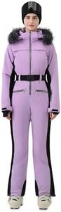 HIGH EXPERIENCE Women Ski Suit One Piece Snow Jumpsuit Snow Stretchy Outfit Snowboard Onesie Insulated Waterproof Winter Warm