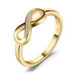 JewelryPalace Infinity Forever Love Knot Cubic Zirconia Promise Ring for Her, 14k Rose Gold Plated 925 Sterling Silver Rings for Women, Stackable Wedding Bands Rings Sets for Girls Size 4