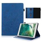 Auslbin Case for iPad 9.7 Inch 2018/2017 (iPad 6th/5th Generation)/iPad Air 2/Air 1 Protective Case, Premium PU Leather Embossed Design, Blue