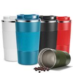 YINJAM Travel Mug Reusable Insulated Coffee Cups Vacuum Insulation Stainless Steel Thermal Tumbler for Hot Cold Drinks (Blue, 510ml)