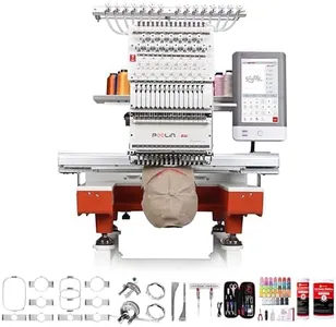 POOLIN Multi Needles Commercial Embroidery Machine with Auto Color Change, 13.8x19.7 Inch Embroidery Area, WiFi Transfer, Includes All Accessories for Hats, T-Shirts & Hoodies