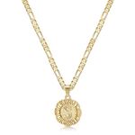 KissYan Initial Necklace for Women,14K Gold Plated Round Letter Pendant Necklace Capital Monogram Necklace Alhpabets from A-Z Figaro Chain Necklace(Gold S)