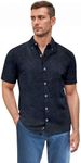 ETHANOL Men Classic Slim Fit Woven Short Sleeve Wrinkle Resistant Print Shirt MSTL46568 F11BLU Blue 2XL