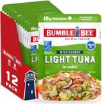 Bumble Bee Light Tuna Pouch in Water, 2.5 oz Pouch (Pack of 12) - Ready to Eat Tuna Fish, High Protein, Keto Food and Snacks, Gluten Free