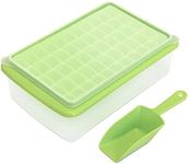 Ice Cube Tray with Lid and Bin for Freezer, Easy Release 55 Nugget Ice Tray with Cover, Storage Container, Scoop. Perfect Small Ice Cube Maker Tray & Mold. Flexable Durable Plastic, BPA Free