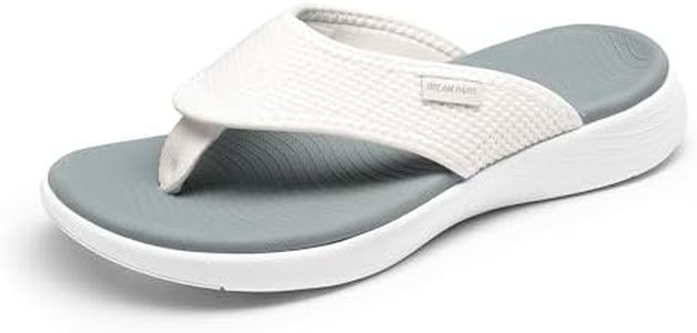 DREAM PAIRS Women's Arch Support Soft Cushion Flip Flops Thong Sandals,Size 9,White-Knit,BREEZE-2