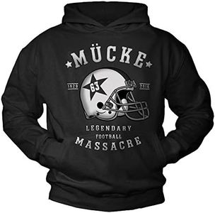 Sweat à Capuche Homme - Bulldozer Tshirt Manche Longue Motif Casque Football 63 Sweater Pull Noir M