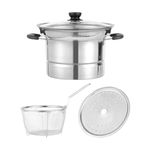 Generic Deep Frying Pot with Stainless Steel Fryer Basket Multifunction Cooking Tools Soup Pot Pan Deep Fryer Cooking Pot for Camping, without handle