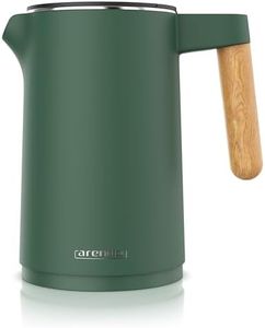 Arendo - Wasserkocher Edelstahl mit Temperatureinstellung - 45°C-100°C - 1.5 Liter - Doppelwand - BPA frei - Warmhaltefunktion - Teekocher mit Temperaturanzeige - Griff Cool Touch - grün