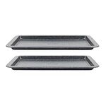 Salter COMBO-8261 Baking Tray Set of 2, Non-Stick Carbon Steel Oven Sheet, Easy Clean, Strong & Durable, Long Lasting, PFOA-Free, Megastone Collection, Black/Silver, 37 cm