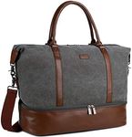 BAOSHA HB-28 Ladies Women Canvas Travel Weekender Bag Overnight Carry-on Duffel Tote Bag (Grey) 18 x 13 x 8 inch, Grey, 18 x 13 x 8 inch, Modern/Fitted