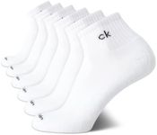 Calvin Klein Men's Quarter Socks - 6 Pack Cushioned Mini Crew Athletic Socks for Men - Breathable Men's Sports Socks (7-12), Size 7-12, White