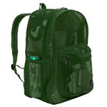 K-Cliffs Heavy Duty Mesh Backpack Quality Classic Student Net Bookbag Durable See Through Simple Netting Basic School Bag, Green, Standard Size, Backpack