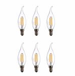 TEKLED® C35 Tail Filament Vintage LED Bulbs | Flame Tip E14 Small Edison Screw | Energy Saving 4W Light Bulb 40W Equivalent | NONDIMMABLE Clear 2700K 470LM | 6-Pack | Warm White