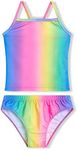 Girls Tankinis Two Pieces Swimsuits Hawaiian Beach Sport Bathing Suit Set for 2-12 Years Old Kids, Rainbow B, 10-12 Years