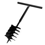 vidaXL Ground Drill with Handle Auger Bit 200mm - Black Steel Three Spirals - Perfect for Digging Holes, Mixing Soils and Fertilizers