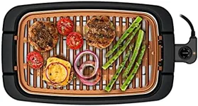 Chefman Smokeless Indoor Electric Grill, Copper, Extra Large, Nonstick Table Top Grill for Indoor Grilling and BBQ with Adjustable Temperature Control, Nonstick Dishwasher-Safe Parts, 9" x 15"