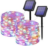 Solar Fairy Lights Outdoor, 2 Pack 120LED Solar Powered Fairy Lights Waterproof 12M/40Ft 8 Modes Indoor/Outdoor Starry Lights Decoration Lighting for Garden, Patio, Yard, Party, Wedding(Multi-colored)