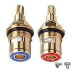 2pcs Mixer Tap Cartridge Replacement 1/4 Turn Brass Ceramic Tap Cartridge Tap Valve Replacement Parts Tap Glands 1/2" with Screws for Kitchen Bathroom Faucet Tap(Gold)