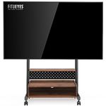 FITUEYES TV Stand with Storage and Wheels for 40 to 85 inch LED LCD Flat Screen, Corner TV Stand Mount with Peg Board & Cabinet Storage Brown