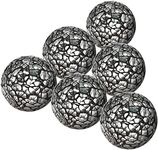 Kepfire 6 Pieces Decorative Orbs Set 2.4 Inch Glass Mosaic Sphere Balls Centerpiece Balls Bowls Vases Dining Table Decor - Black