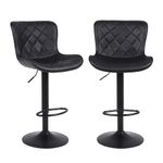 Lennox Furniture 360-Degree Set Heritage 2 Swivel Adjustable Height Black Bounded Leather Bar Stool Chair Stable Black Base and Sturdy Metal Handel