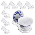 BTSKY Set of 8 Acrylic Tea Cup and Saucer Display Stands Holder - Clear Plastic Dinnerware Display Easel Teacups Plate Stand Holder(Short Legs)