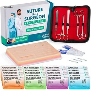 Medical Creations Suture Practice Kit with Suturing Video Series by Board-Certified Surgeon and Ebook Training Guide - Silicone Suturing Pad with Tool Kit - for Any Student in The Medical Field