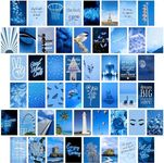 EXO DECOR Paper Blue Wall Collage Kit Aesthetic Pictures, Room Decor For Teen Girls, Blue Wall Room Bedroom Dorm Decor, Photo Collage Kit, Trendy Teen, 50Pcs 4X6 Inch (Blue)