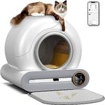 Self-Cleaning Cat Litter Box,Integrated Safety Protection Automatic Cat Litter Box for Multi Cats,Extra Large/Odor Isolation/APP Control Smart Cat Litter Box with Mat