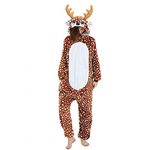 ANBOTA Reindeer Costume Deer Onesie for Adult Women Men Halloween Pajama, A-dot Deer, Medium