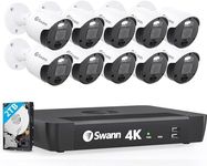 SWANN Master 4K, 16 Channel Home Security Camera System, 2TB NVR, 10 PoE IP Cameras Outdoor, Wired Surveillance CCTV, Heat Motion Vehicle Detection, LED Light, 24/7 Recording Security Camera, 1676810